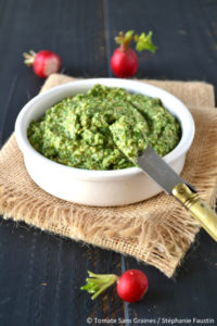 Pesto de fanes de radis version 2015 du blog Tomate Sans Graines de Stéphanie Faustin