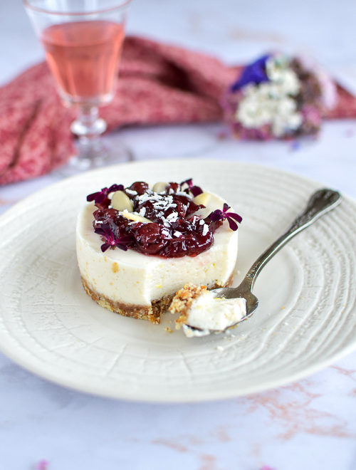 Cheesecake léger coco, citron et griottes {Saint-Valentin}